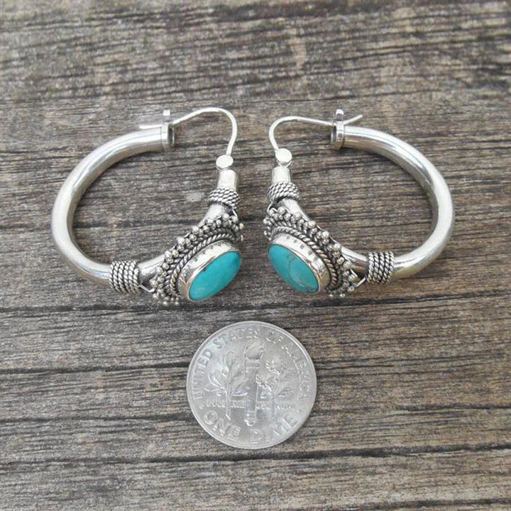 Boucles d'Oreilles Élégantes en Argent Sterling avec Turquoise
