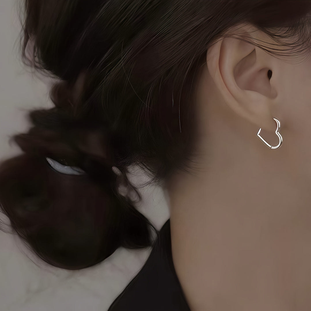 Boucles d'oreilles en cœur doré en acier inoxydable