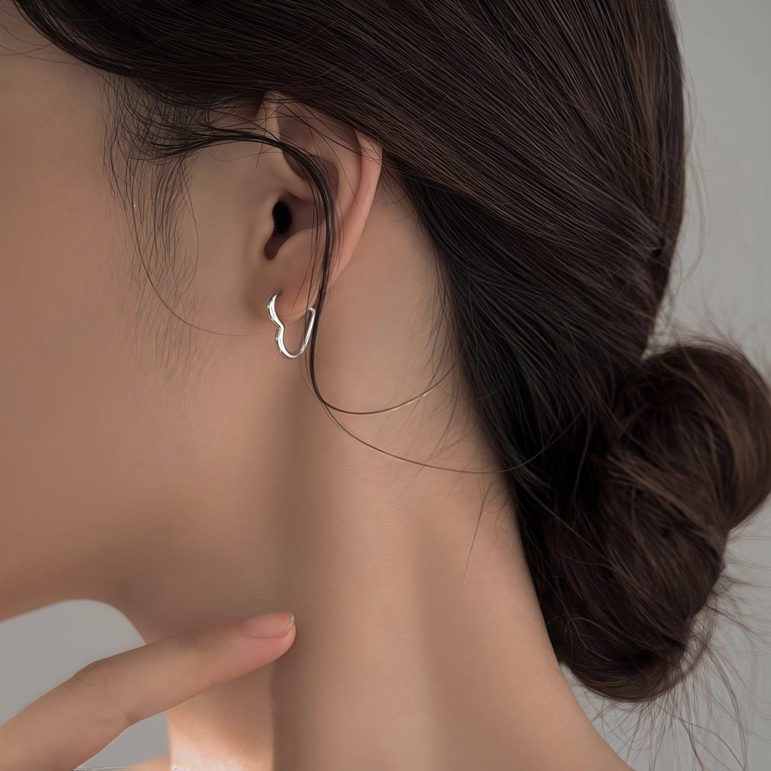 Boucles d'oreilles en cœur doré en acier inoxydable