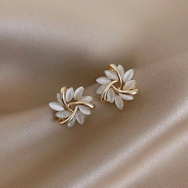 Boucles d'oreilles Stud Opale Blanc