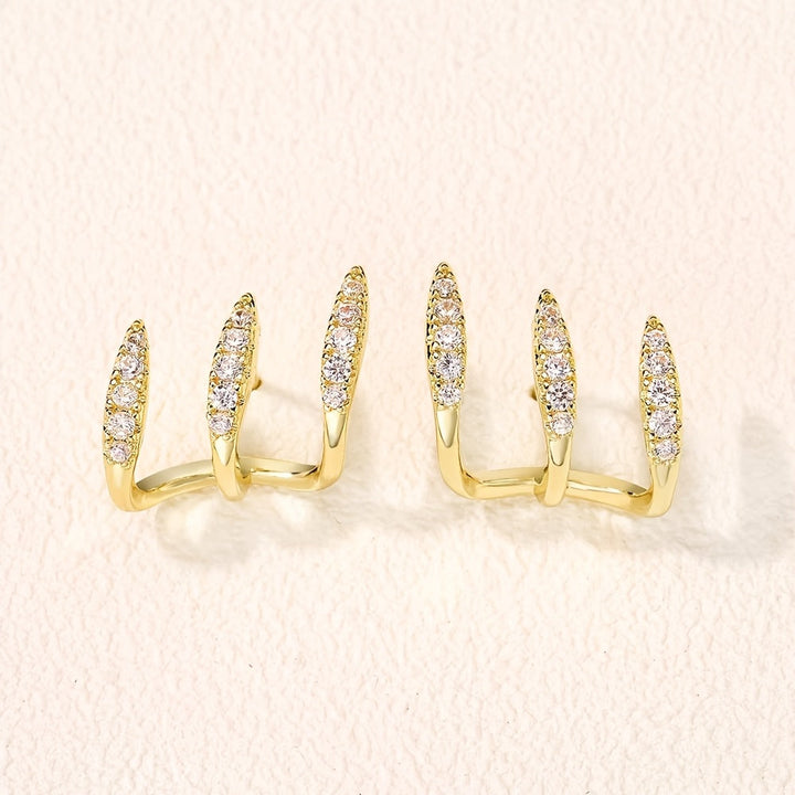 Boucles d'Oreilles Élégantes avec Strass à Trois Griffes